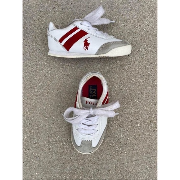 Polo by Ralph Lauren Kids White and Red Sneakers - Picture 1 of 9